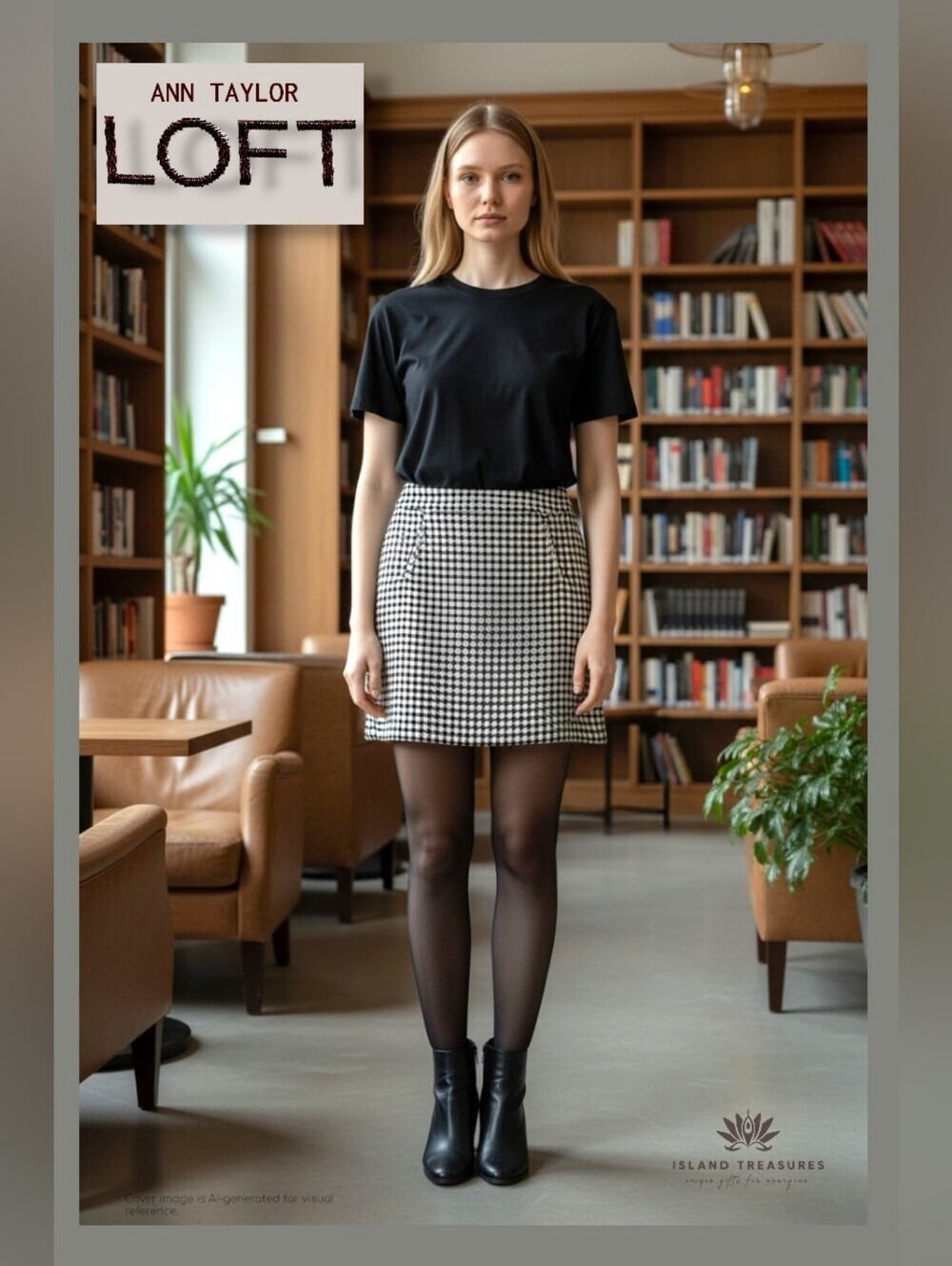 LOFT Size 10P Mod Mini A-Line Tweed Jacquard Dot Black/White Fully Lined Skirt